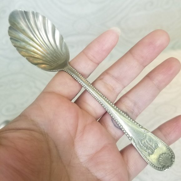 Antique Monogrammed M H Initial Brazil Silver Twisted Butter Knife Sugar Spoons - Picture 8 of 12